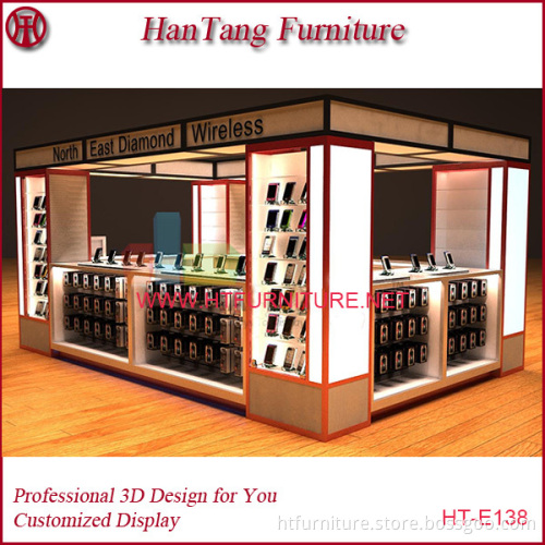 Professional design and new style mall wooden cell phone accessories showcase
